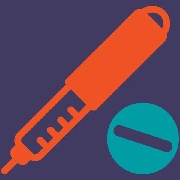 Icon of GLP-1 injector and a pill