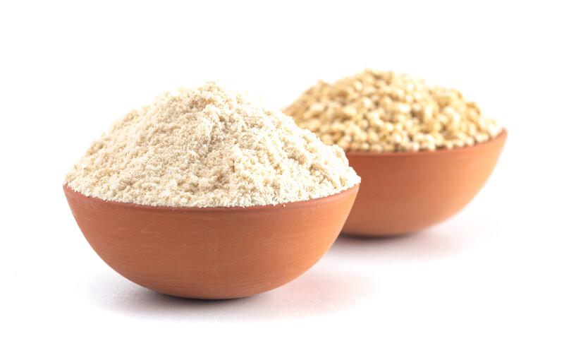 A Bowl of Sprouted Sorghum and Sorghum Flour Isolated on a White Background; Shutterstock ID 1771638188; purchase_order: -; job: -; client: -; other: -
