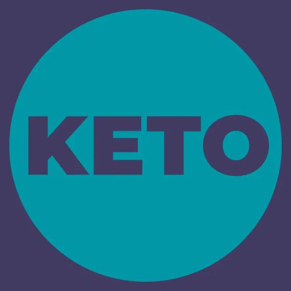 Icon of a round button with the word KETO on it
