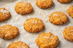 Gluten free millet cookies with coconut flakes.; Shutterstock ID 1821702503; purchase_order: -; job: -; client: -; other: -